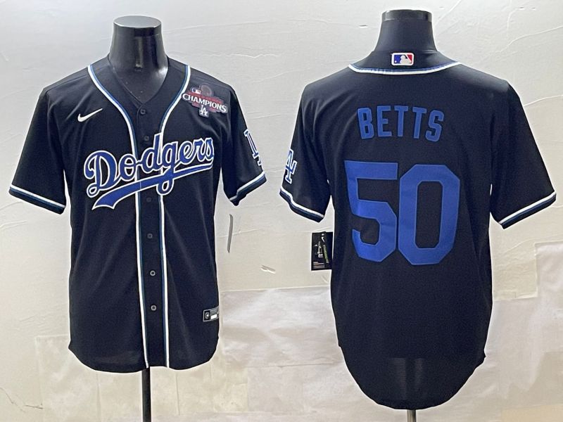 Men 2025 Los Angeles Dodgers #50 Betts Black Three generations Fashion Nike MLB Jersey style 2->los angeles dodgers->MLB Jersey